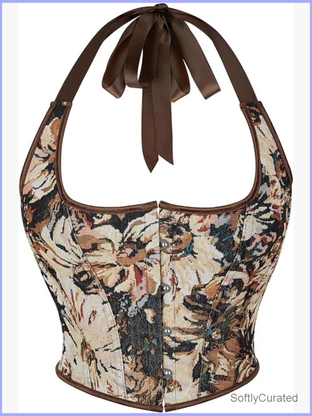 Vintage Bustier Corset Lace-Up Renaissance Bodyshaper Floral Lingerie